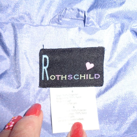 GIRL'S VINTAGE ROTHCHILD FLORAL JHOODED TRENCH COAT SIZE 8, LAVENDER - Picture 6 of 6